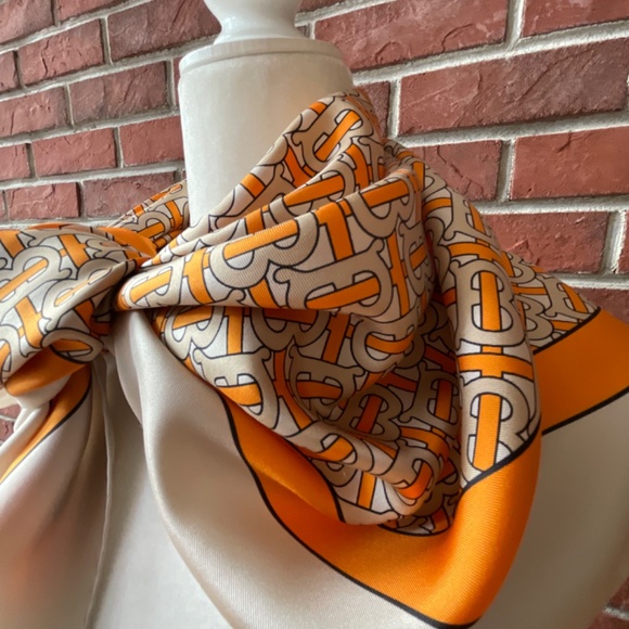 Burberry Monogram Silk Print Square Scarf 35”x35” - Picture 11 of 16